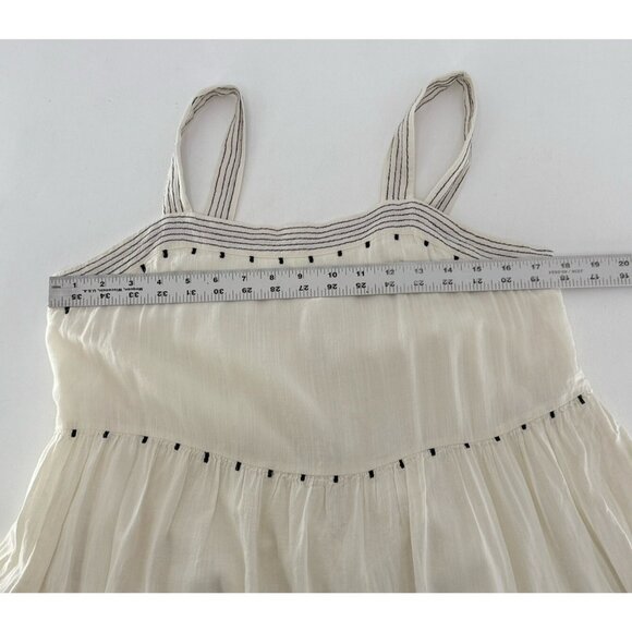 Old Navy Women’s Ivory Tiered Embroidered Midi Swing Dress M Boho, Flaw - Picture 12 of 14
